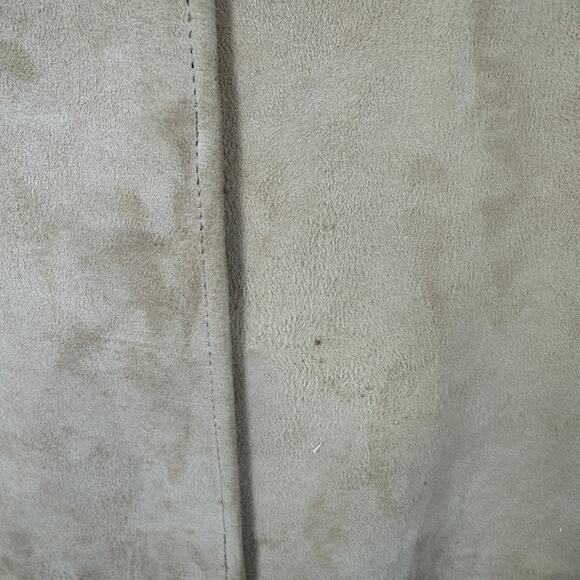 Vintage 60s 70s Camel Suede Coat Big Button Minimalist Retro Boho M L - Picture 8 of 10